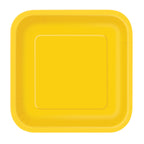 Neon Yellow - Square 9" Dinner Plates (Pack of 14)