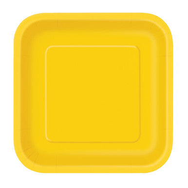 Neon Yellow - Square 9" Dinner Plates (Pack of 14)