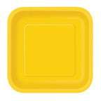 Neon Yellow - Square 9" Dinner Plates (Pack of 14)