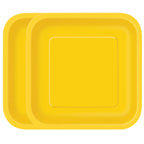 Neon Yellow - Square 9" Dinner Plates (Pack of 14)