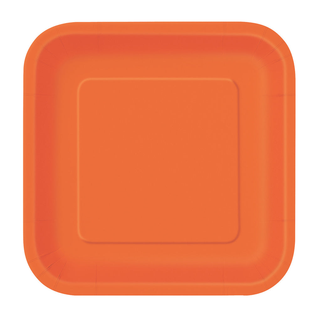 Pumpkin Orange - Square 9" Dinner Plates (Pack of 14)