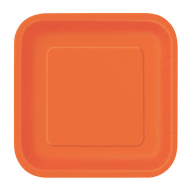 Pumpkin Orange - Square 9" Dinner Plates (Pack of 14)