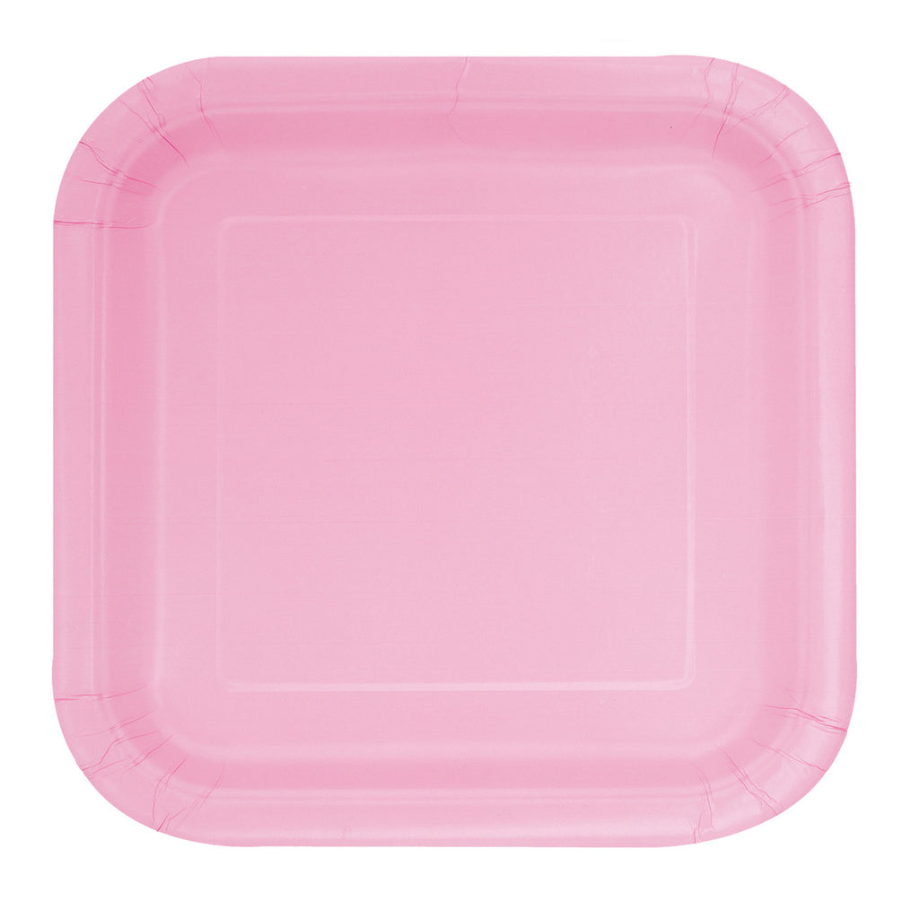 Lovely Pink - Square 9" Dinner Plates (Pack of 14)