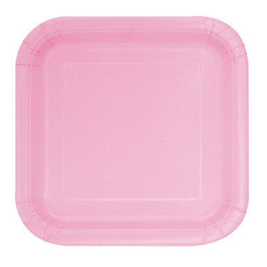 Lovely Pink - Square 9" Dinner Plates (Pack of 14)