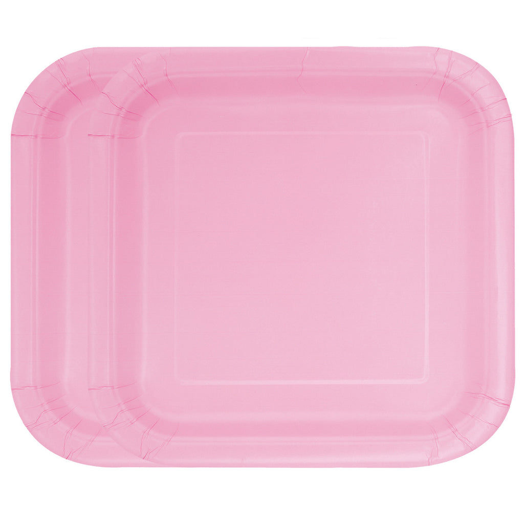 Lovely Pink - Square 9" Dinner Plates (Pack of 14)