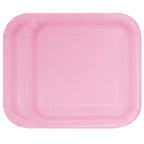 Lovely Pink - Square 9" Dinner Plates (Pack of 14)