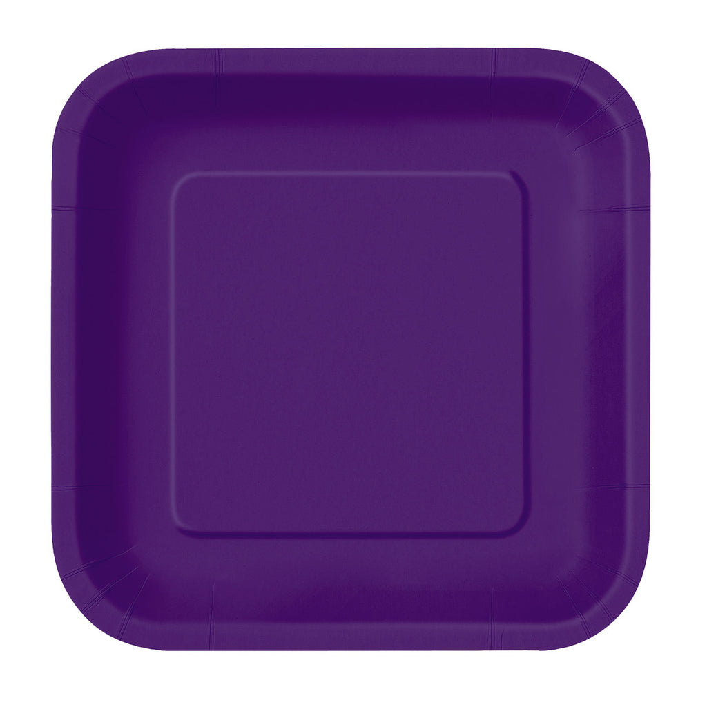 Deep Purple - Square 9" Dinner Plates (Pack of 14)