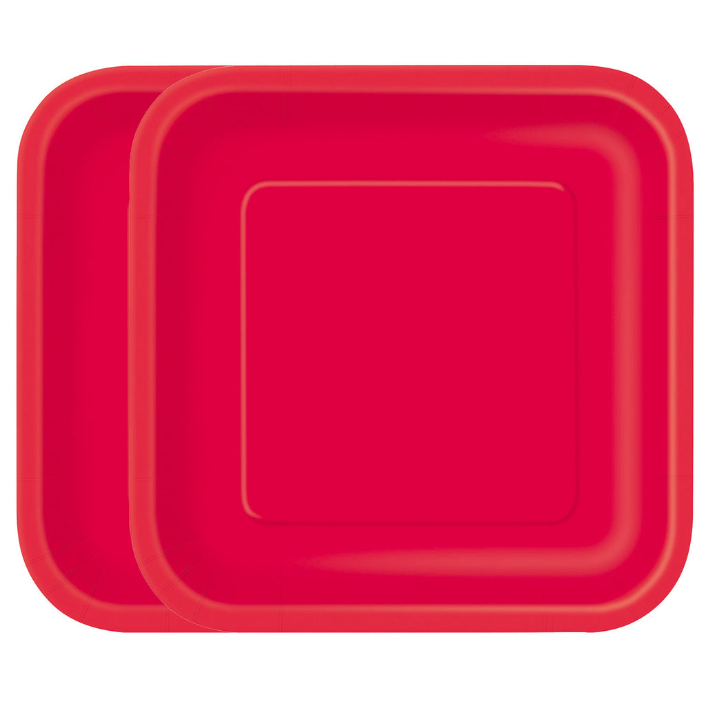 Ruby Red - Square 9" Dinner Plates (Pack of 14)