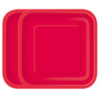 Ruby Red - Square 9" Dinner Plates (Pack of 14)