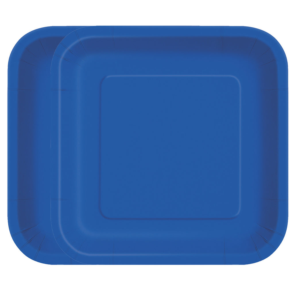 Royal Blue - Square 9" Dinner Plates (Pack of 14)