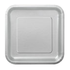 Silver - Square 9" Dinner Plates (Pack of 14)