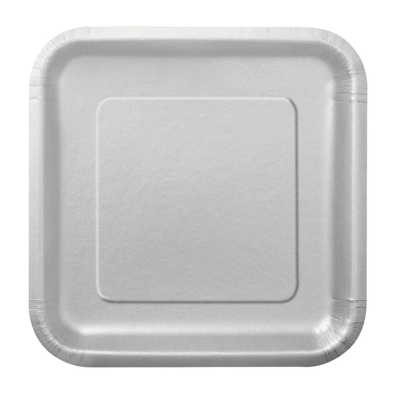 Silver - Square 9" Dinner Plates (Pack of 14)