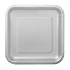 Silver - Square 9" Dinner Plates (Pack of 14)