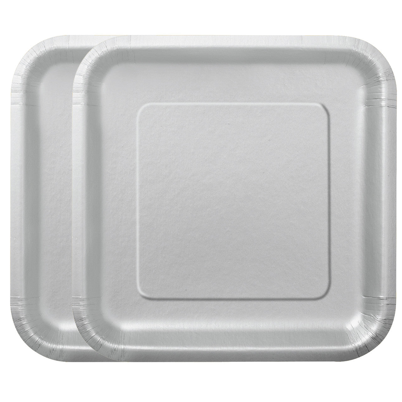 Silver - Square 9" Dinner Plates (Pack of 14)