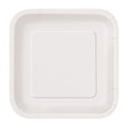 White - Square 9" Dinner Plates (Pack of 14)