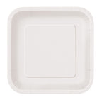 White - Square 9" Dinner Plates (Pack of 14)