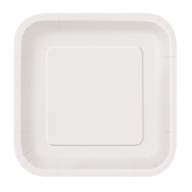 White - Square 9" Dinner Plates (Pack of 14)