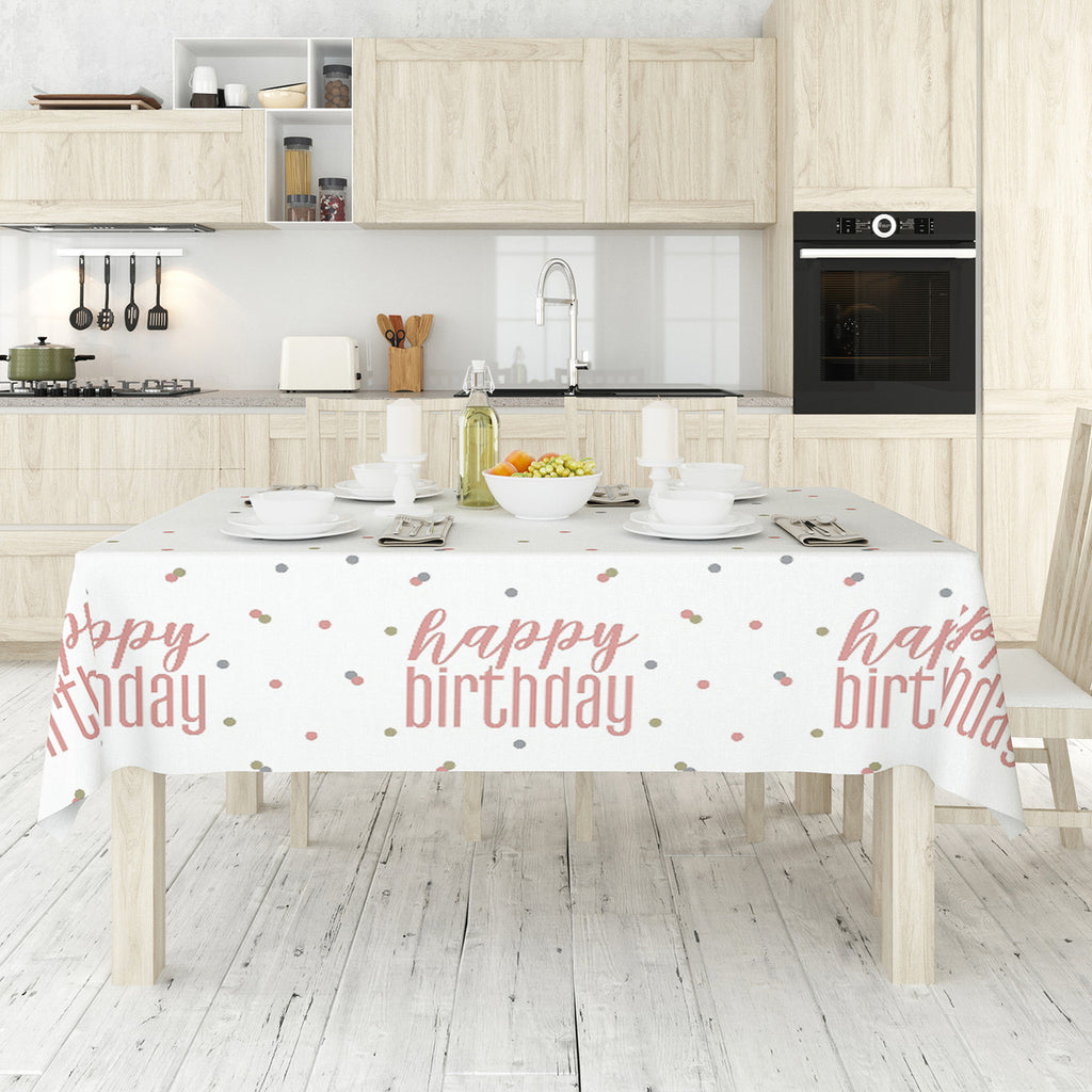 Happy Birthday Tablecloth (54" x 84") - Rose Gold Glitz