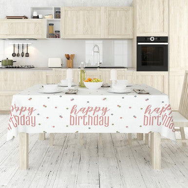 Happy Birthday Tablecloth (54" x 84") - Rose Gold Glitz