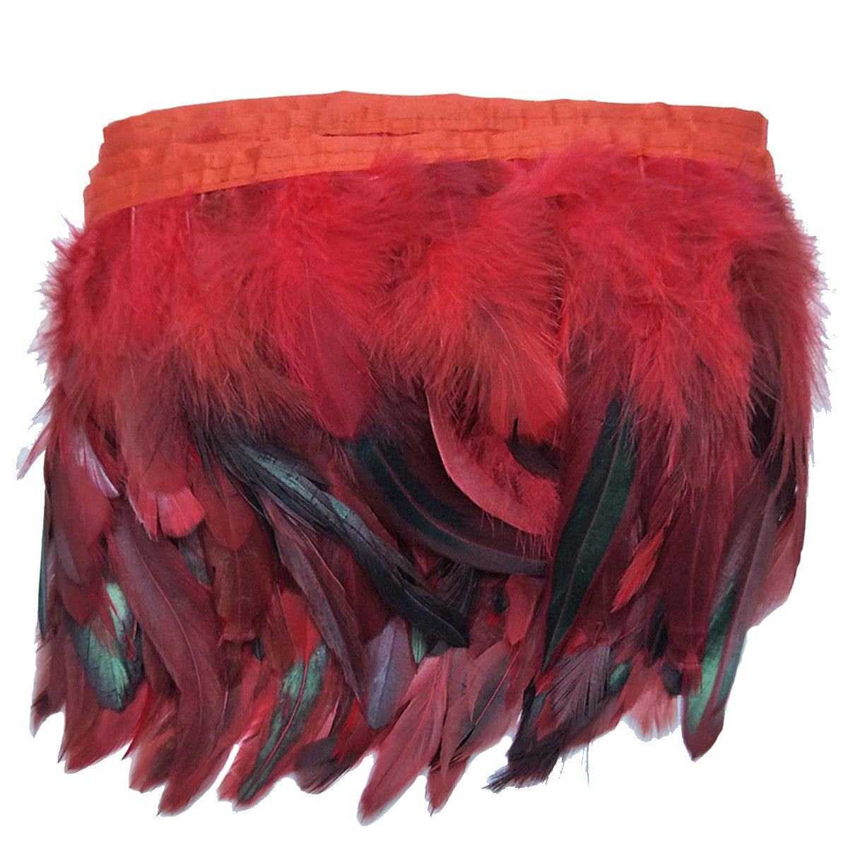 Rooster Feather Fringe for Costume - Mixed Red