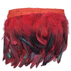 Rooster Feather Fringe for Costume - Mixed Red
