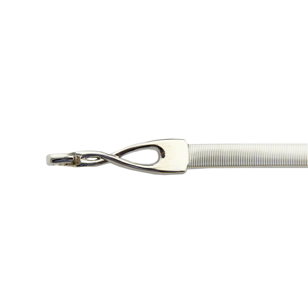 Elasticated Belt with Hook Buckle - Silver