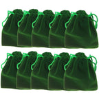 7cm x 9cm Velvet Bags with Drawstring - Green
