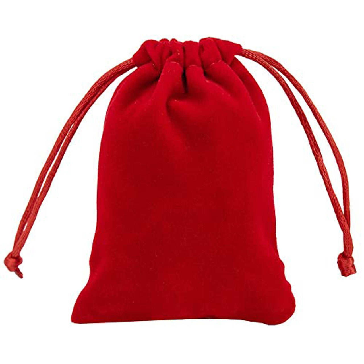 7cm x 9cm Velvet Bags with Drawstring - Red