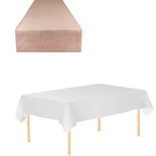 Plastic Table Cloth And Blush Pink Hessian Runner Set - 2pcs