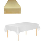 Plastic Tablecloth and Hesian Table Runner Set - White & Champagne