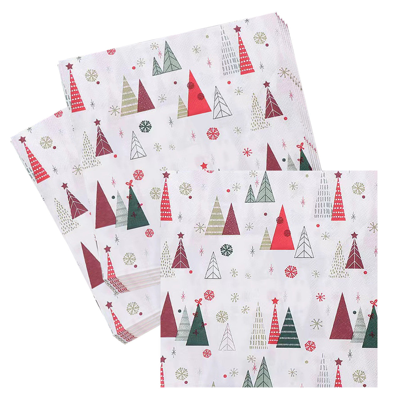 White Disposable Paper Napkins - XMAS Tree Design
