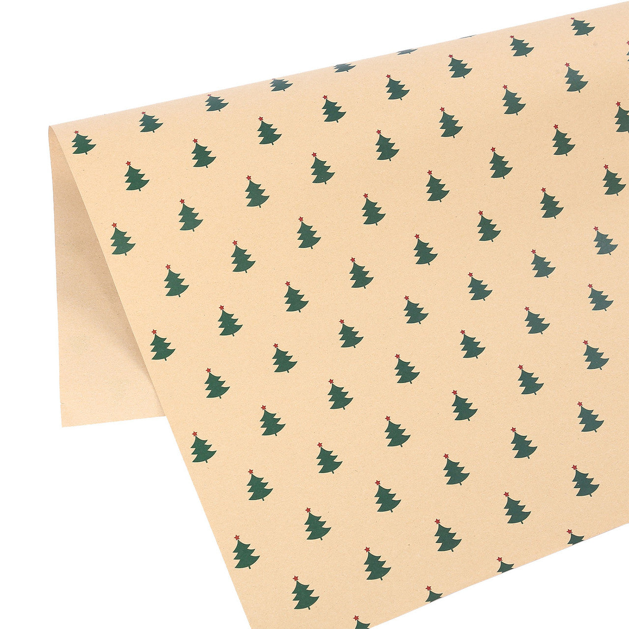 Christmas Kraft Wrapping Paper 70cm x 50cm, 9 sheets - Christmas Tree & Bauble Designs