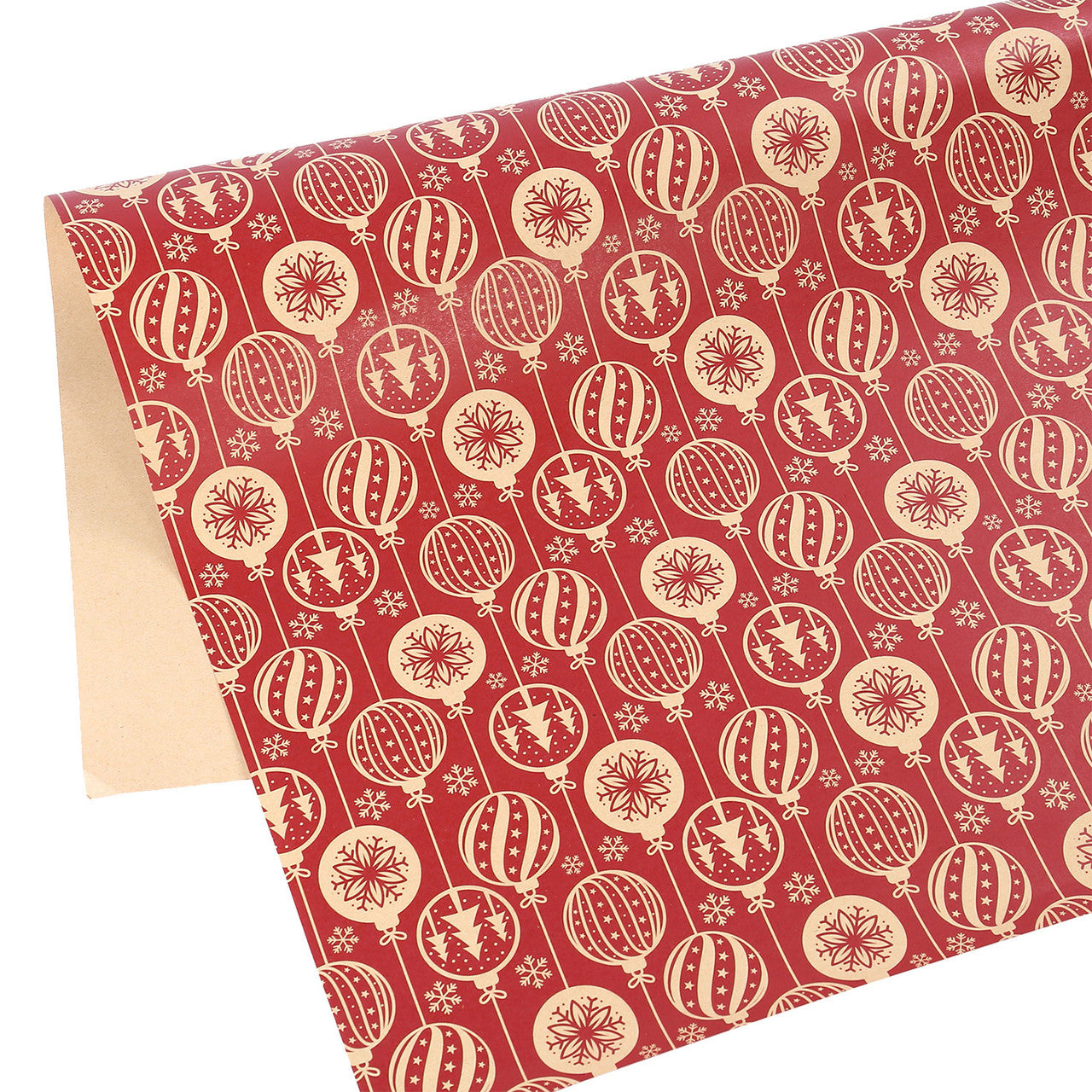 Christmas Kraft Wrapping Paper 70cm x 50cm, 9 sheets - Christmas Tree & Bauble Designs