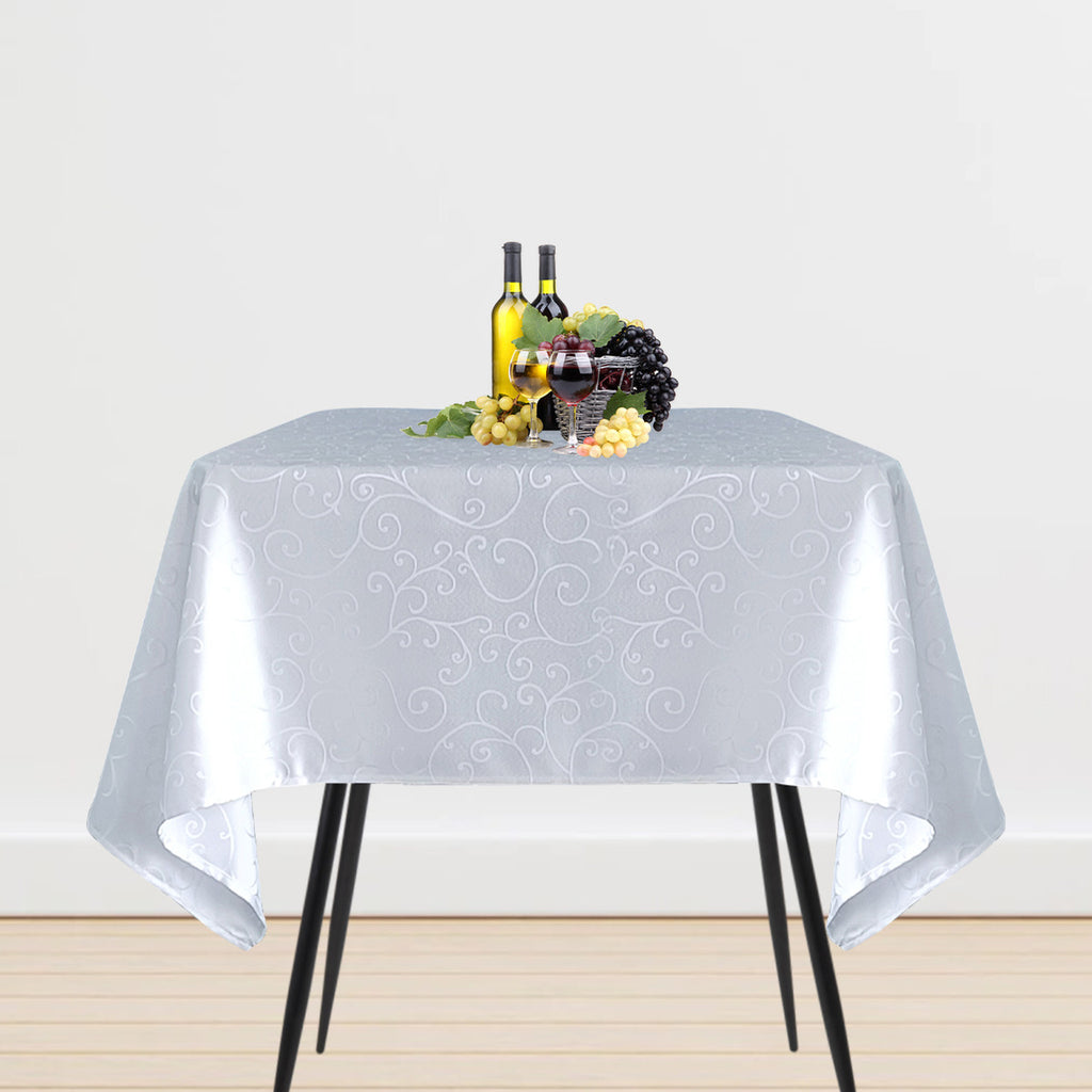 200GSM Square Damask Polyester Tablecloth - White