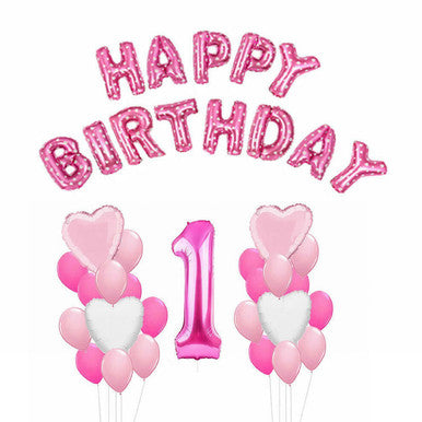 Happy 1st Birthday Balloon Bundle - Pink