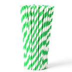 Green & White Biodegradable Paper Straws