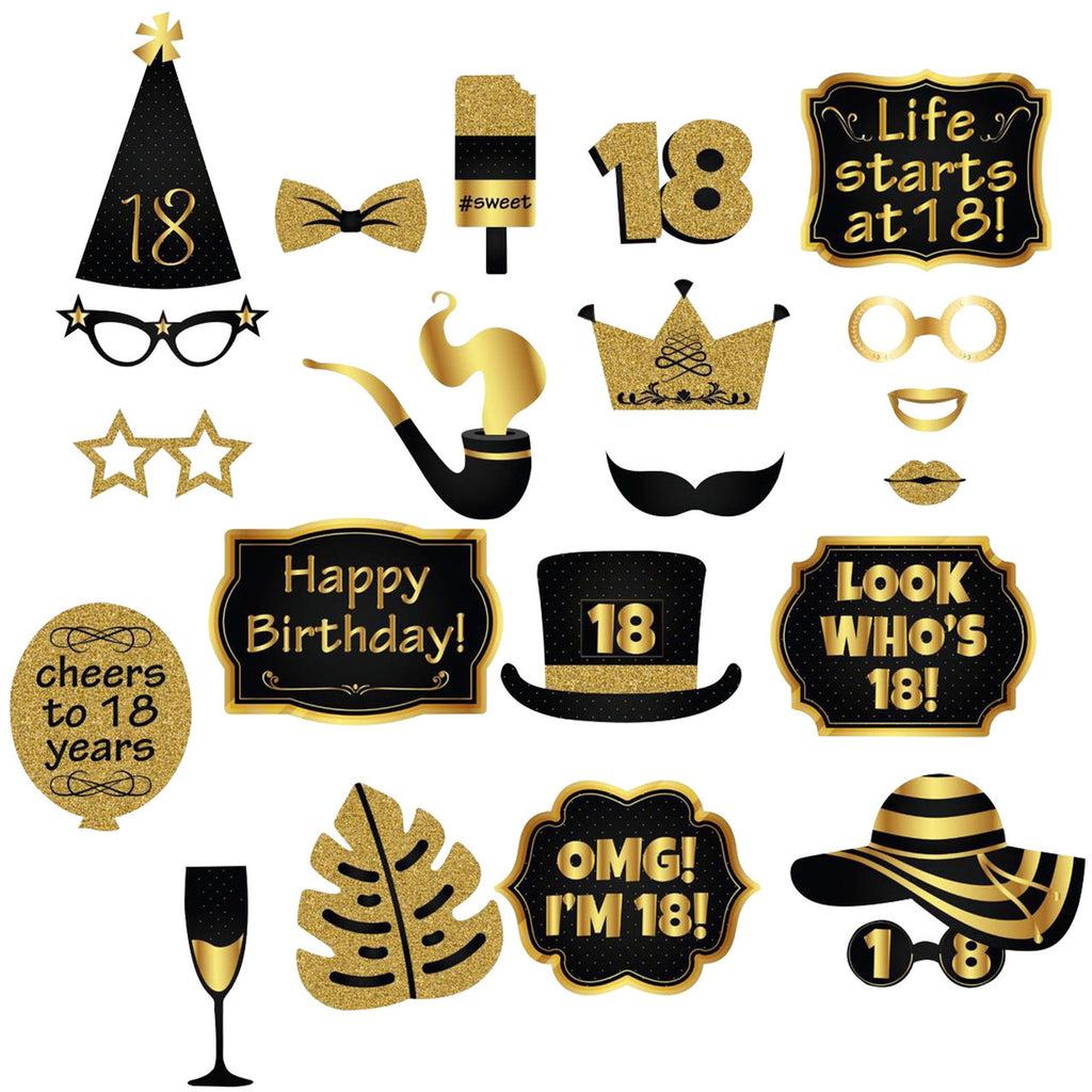 18th Birthday Party Photo Booth Props - 21Pcs