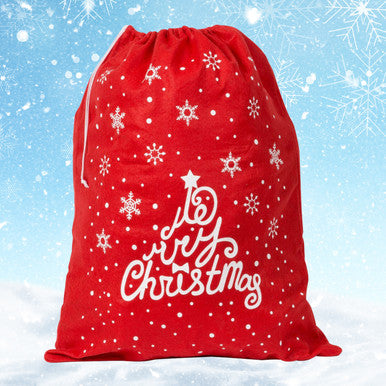 Christmas Red Felt Sack - Snowflakes