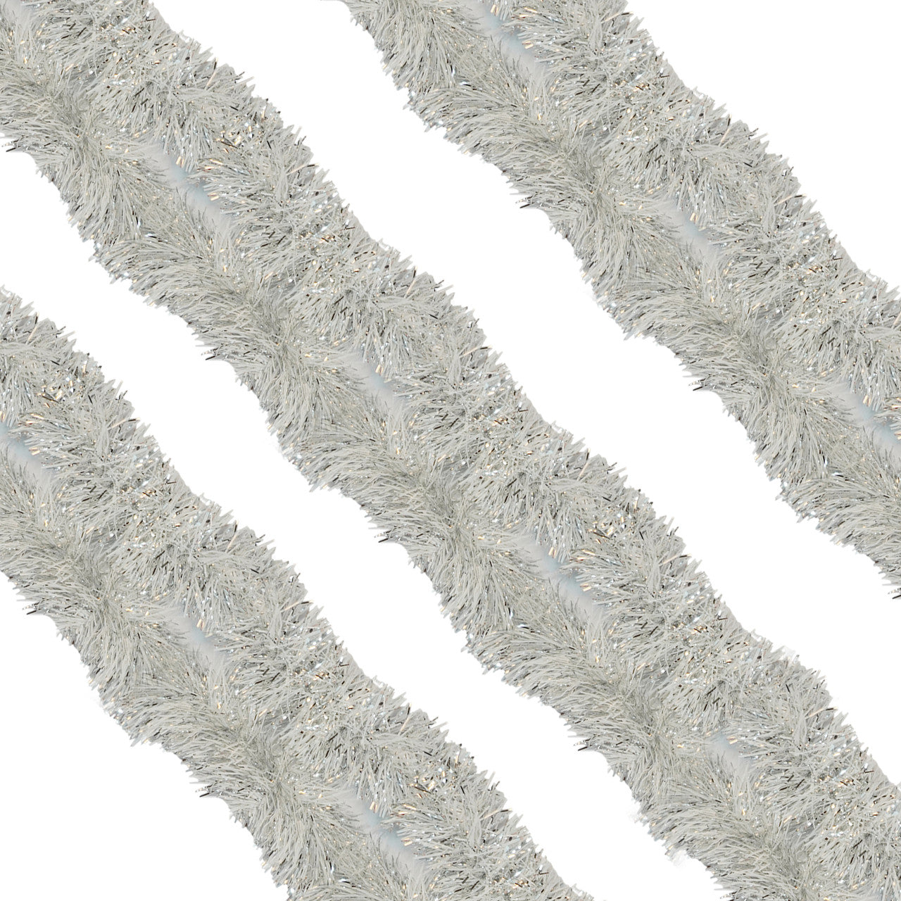 2m Christmas Tinsel Garland - Silver & White