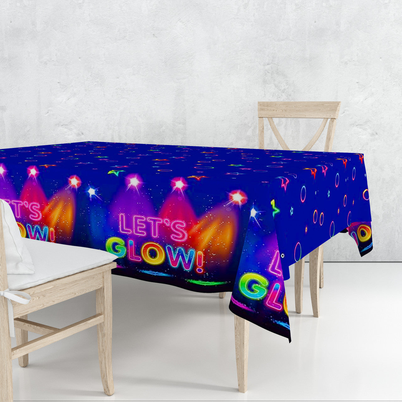 Blue Glow Neon Themed Tablecloth (130x220cm)