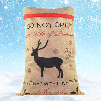 Christmas Hessian Burlap Sack -  Reindeer