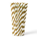 Gold & White Biodegradable Paper Straws