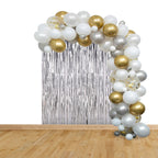 Balloon Arch, Foil Curtain & Balloon Ribbon Set - White & Gold - 165pcs