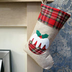 Hessian Burlap Christmas Stocking - Pudding