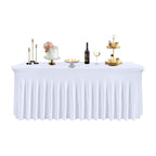 183cm x 74cm Rectangle Spandex Tablecloth with Skirt - White