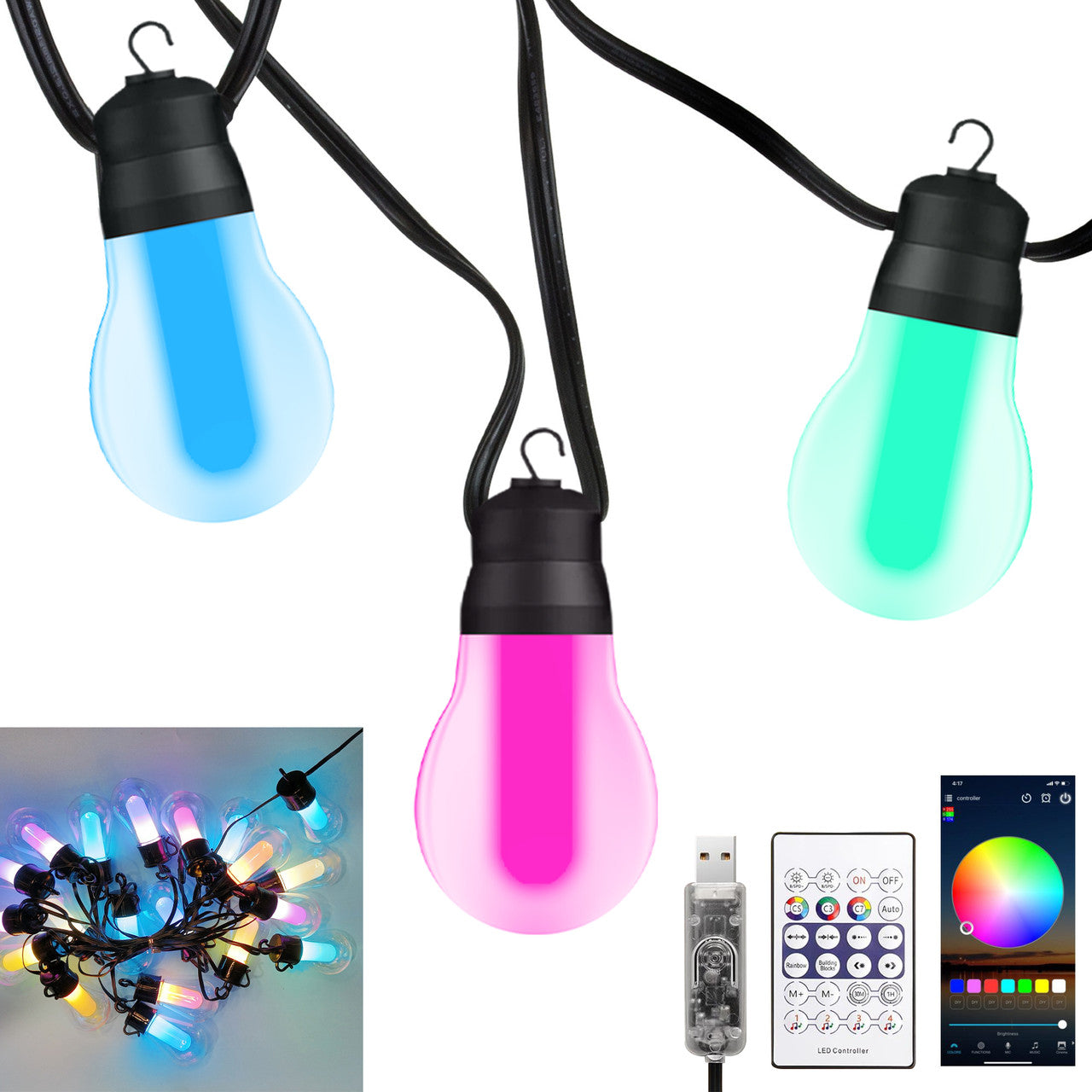 20 Multicolour LED Outdoor Lights - Lollipop