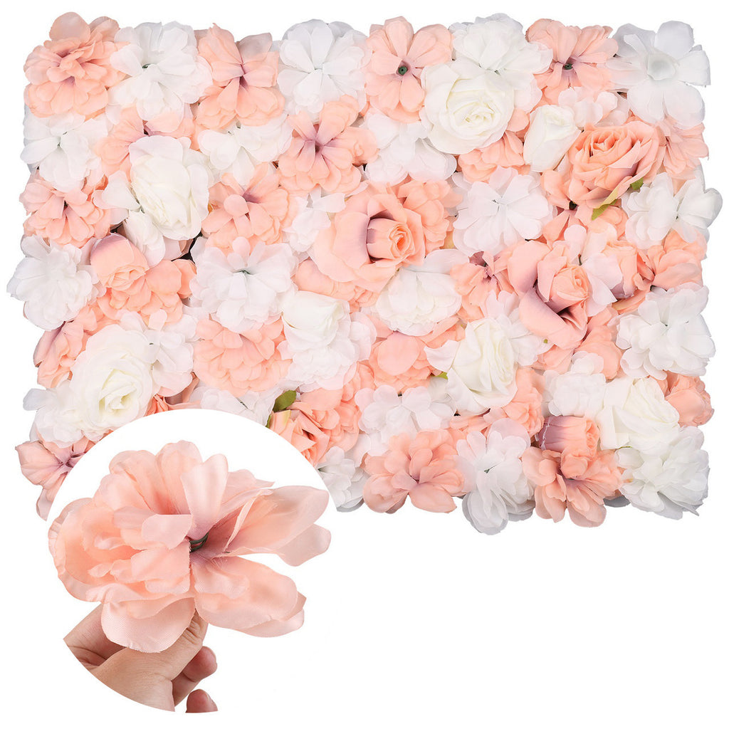 Artificial Flower Panel - White & Peach Rose x 12