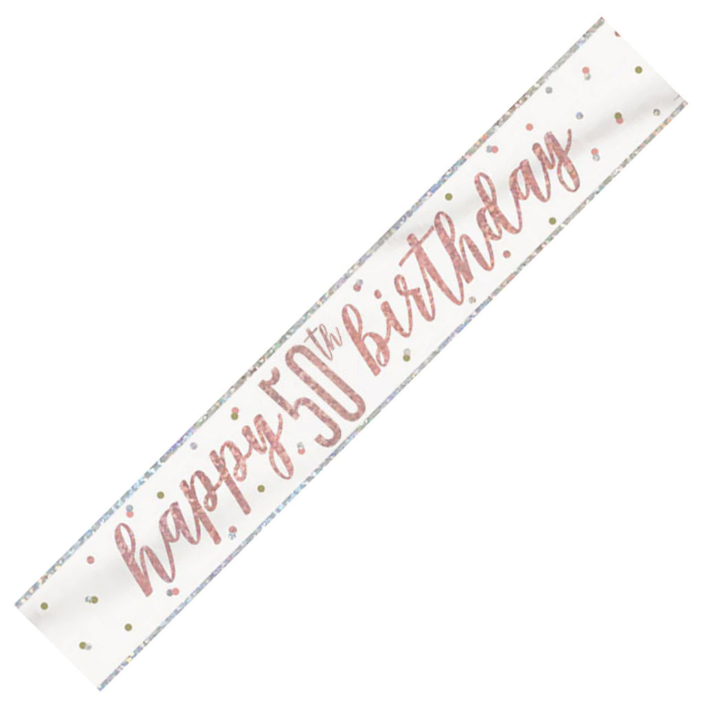 9ft Happy Birthday Banner - Rose Gold Glitz