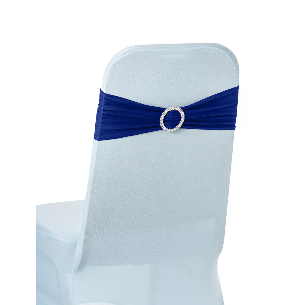 Spandex Chair Band with Round Diamante Buckle - Royal Blue