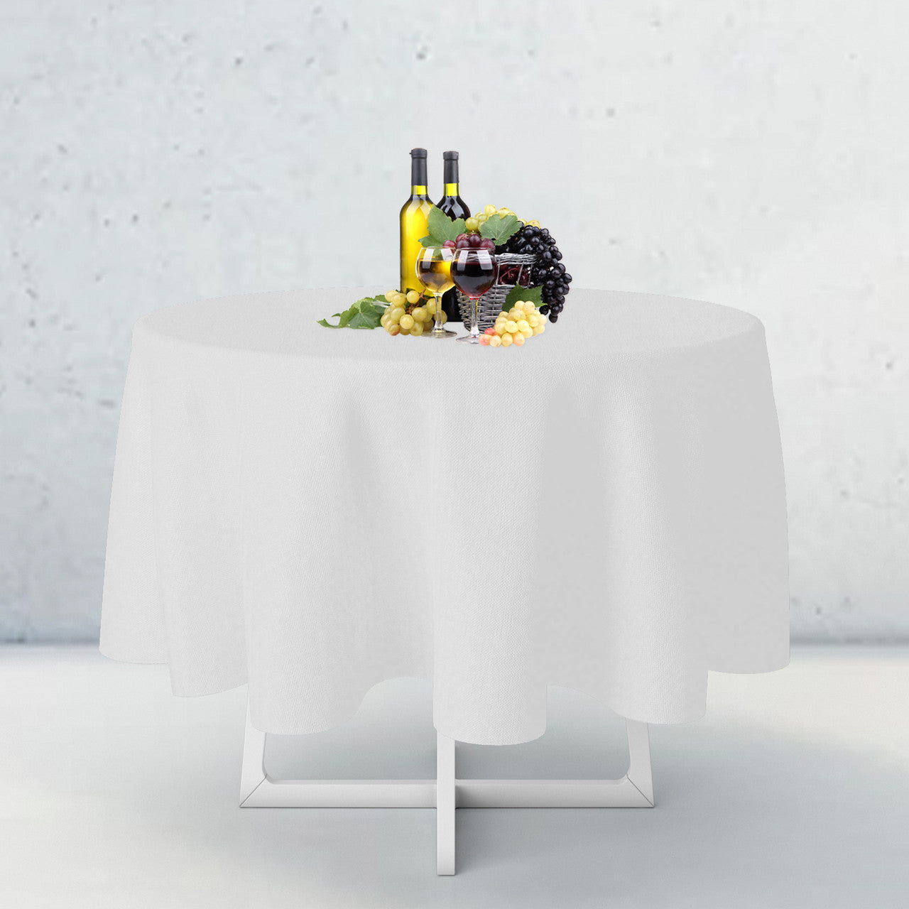 130GSM Round Polyester Tablecloth - White
